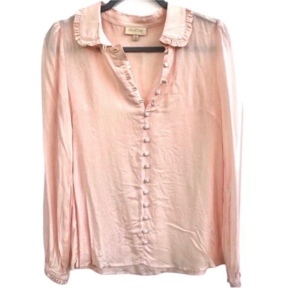 Anthropologie ModCloth Thoroughly Ladylike Button-Up Top Pink Small S - Picture 2 of 5